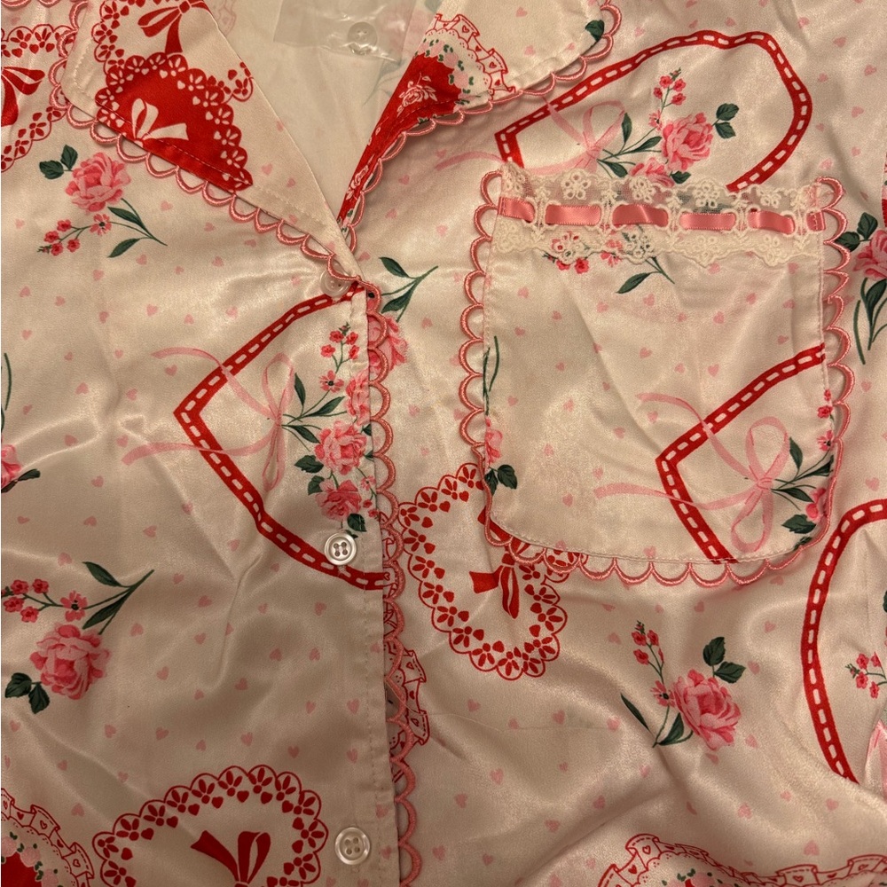 Peach Love California Red and White Heart Pajama Set - Picture 2 of 5